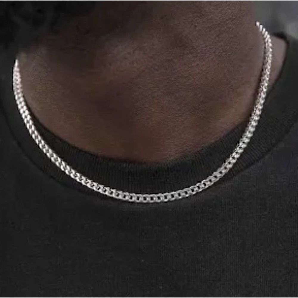 NWT Sterling  Silver  Finish  5mm Flat Curb Chain